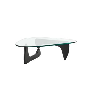 Table basse - NOGUCHI COFFEE TABLE L 128cm x P 93cm x H 40cm Frêne noir Piètement en bois massif laqué, Plateau en verre 19mm