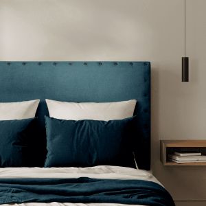 Tête de lit cloutée Velours Bleu Paon