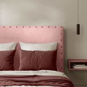 Tête de lit cloutée Velours Rose Poudré