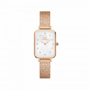 Daniel Wellington DW Montre 20x26mm MIC Quadro Lumine Pressed Piano White MoP Rose Gold