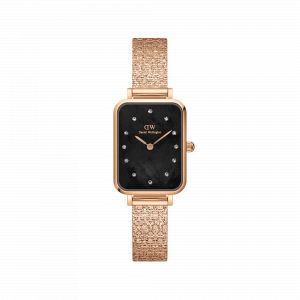 Daniel Wellington DW Montre 20x26mm MIC Quadro Lumine Pressed Piano Black MoP Rose Gold