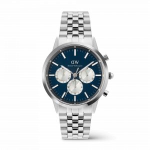 Daniel Wellington DW Montre 42mm Iconic Chronograph Arch 5-Link Arctic Panda Silver