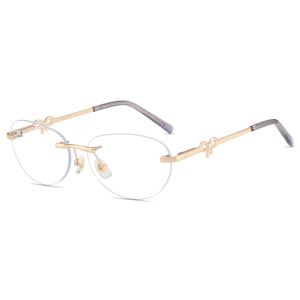 Firmoo Doré Ovale Métal Monture Lunettes de Vue bow010