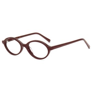 Firmoo Bourgogne Ovale Acétate Monture Lunettes de Vue X1199