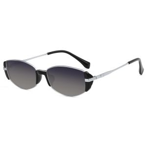 Firmoo Argent Noir Ovale TR Monture Lunettes de Vue P8705
