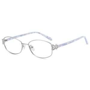 Firmoo Argent Ovale Métal Monture Lunettes de Vue X2316