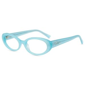 Firmoo Bleu Ovale Acétate Monture Lunettes de Vue bow002