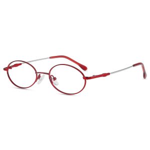 Firmoo Bourgogne Ovale M&eacute;tal Monture Lunettes de Vue J6673