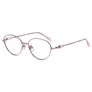 Firmoo Rose Violet Ovale Métal Monture Lunettes de Vue Firm241108