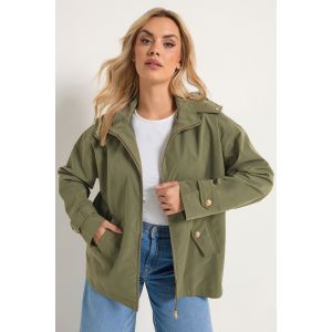 Veste kaki &agrave; boutons style militaire Yours pour femme, taille 58-60 | Polyester
