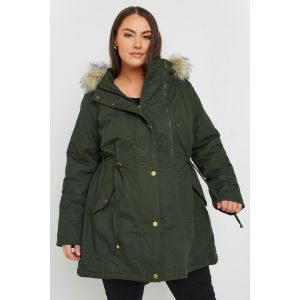 Maternity parka verte kaki capuche fausse fourrure Bump It Up pour femme, taille 46 | Coton