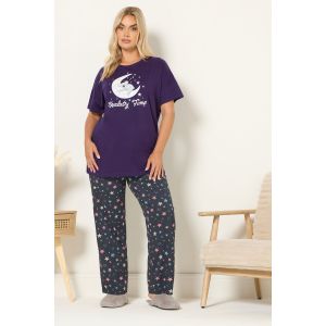 Curve ensemble de pyjama violet &laquo; koalaty time &raquo; Yours pour femme, taille 62-64 | Coton/Polyester