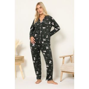 Curve ensemble de pyjama en polaire &agrave; imprim&eacute; n&oelig;ud noir Yours pour femme, taille 62-64 | Polyester