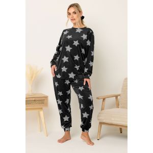 Curve ensemble pyjama et chouchou en polaire imprim&eacute; &eacute;toiles noir Yours pour femme, taille 62-64 | Polyester