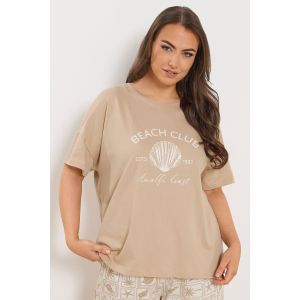 Ensemble de pyjama grande taille marron nature &laquo; beach club &raquo; Yours pour femme, taille 62-64 | Coton