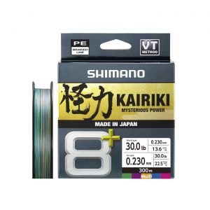 Tresse Shimano Kairiki 8 Plus 300m Multicolore : Coloris Shimano - Multicolore, Condi. Bobi. - 300m, Diam&egrave;tre - 0,28 mm, R&eacute;sistance - 31,9kg