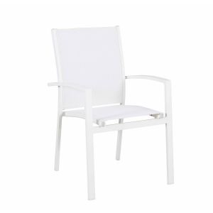 Lot de 10 Fauteuils empilables aluminium en textilène- Blanc