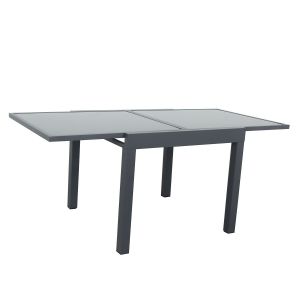 Table de jardin extensible aluminium/verre - 90/180cm - 8 places - gris anthracite
