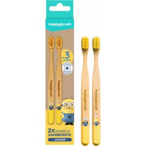 happybrush Brosse à Dents Kids en Bambou "Minions" - 2 pièces