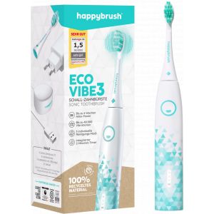 happybrush Brosse à Dents Sonique ECO VIBE 3 - Blanc - 1 kit
