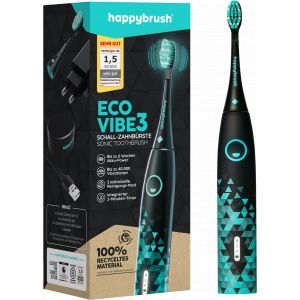 happybrush Brosse à Dents Sonique ECO VIBE 3 - Noir et Menthe - 1 kit