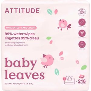Attitude Lingettes 99% d&rsquo;Eau - baby leaves - 216 pi&egrave;ces