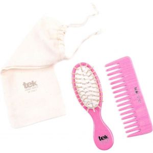 tek Ensemble de Voyage Mini-Brosse & Peigne - Rose