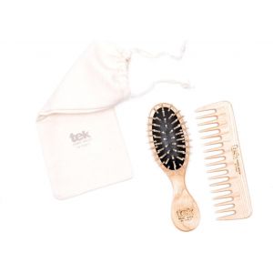 tek Ensemble de Voyage Mini-Brosse & Peigne - Nature