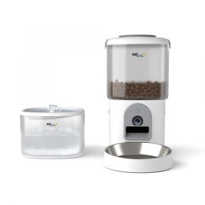 Distributeur de croquettes et fontaine pour chat et petit chien Eziclean&reg; Nutribot Cam+ Max (2L/4L)