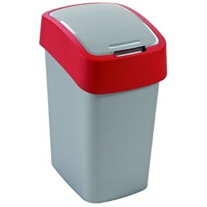 CURVER FLIP BIN 25L Poubelle 47 x 26 x 34 cm argenté/rouge 02171-547