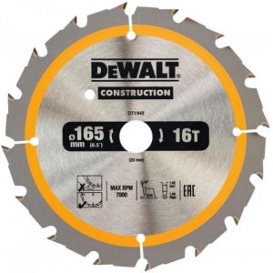 DeWALT DT1948 Lame de scie circulaire, pour scies circulaires sans fil, 165/20 mm, 16 dent