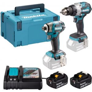 Makita DLX2528TJ Kit d&rsquo;outils sans fil 18V DDF492 + DTW300 + (2x5,0Ah) + Makpac