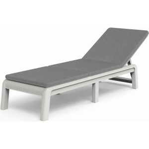 KETER MALLORCA Chaise longue avec coussin, 187,5 x 58 x 29 cm, blanc/gris 17213628