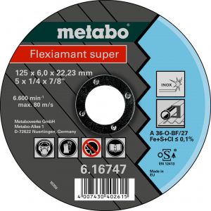 Metabo Flexiamant Super 125 x 6,0 x 22,23 inox, meule d'&eacute;barbage 616747000