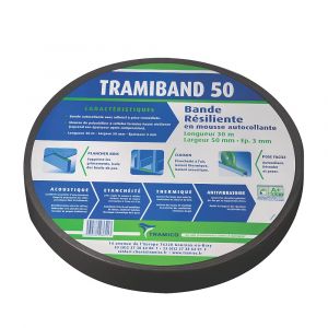 Bande résiliente multifonction noir 30m x 50mm Tramiband