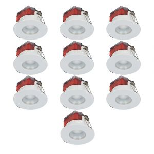 Lot de 10&nbsp;spots &agrave;&nbsp; encastrer d&eacute;coratifs fixes blancs LED Luceco 4000K IP65 550lm
