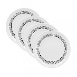 Lot 4 Assiettes rondes mélamine tatoo polynésien 4 éléments 20 cm