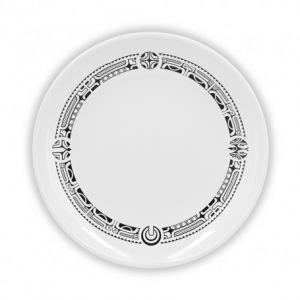 Assiette ronde mélamine tatoo polynésien 4 éléments 20 cm