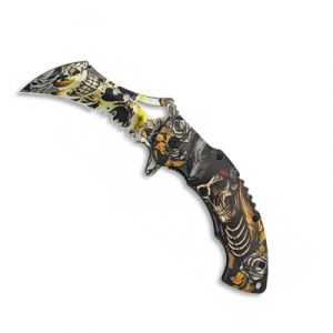 Couteau pliant automatique 3D TETE DE MORT 18419-A lame 8.3 cm