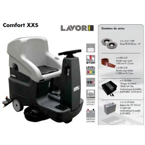 Pro - Autolaveuse opérateur à bord 660/855 mm 3250 m²/h 24V avec chargeur et batteries - Comfort XXS 66 Lavor