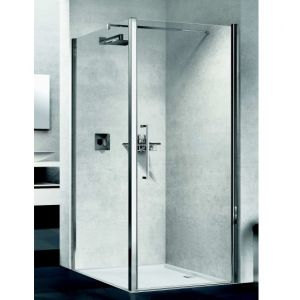 Porte de douche pivotante 87-91 x H.200 cm verre transparent profilé chrome YOUNG 1B Novellini