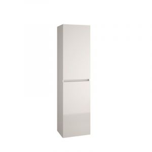 Colonne 40 cm Blanc brillant 2 portes 2 étagères en bois amovibles et 1 étagère fixe ALMA Allibert