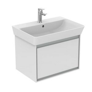 Ideal Standard - Meuble pour lavabo cube 53,5x40,9x40cm 1 tiroir Blanc laqué/ Gris plume mat - CONNECT AIR Ideal standard