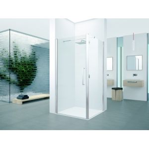 Porte de douche pivotante 72-76 x H.200 cm verre aqua profilé silver YOUNG 1B Novellini