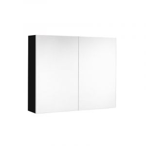 Armoire de toilette 80 cm 2 portes miroir 2 étagères noir ultra mat Mira Allibert