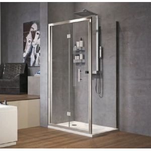 Paroi de douche pliante 72-78x H.195 cm verre transparent profilé chrome ZEPHYROS S Novellini