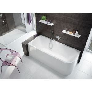 Baignoire asymétrique d'angle Gauche 1800x800 mm 286 L blanc GARBO Leda