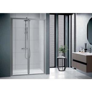 Paroi de douche pliante 78-84 x H.195 cm verre transparent profilé silver LUNES 2.0 S Novellini