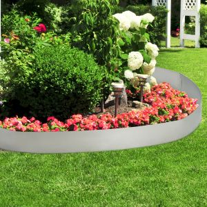 Kit de 15 bordure de jardin acier galvanis&eacute; 15m argent casa.pro