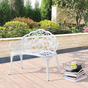 Banc de Jardin Monfalcone Fonte et Aluminium 99 x 54 x 78 cm Blanc casa.pro